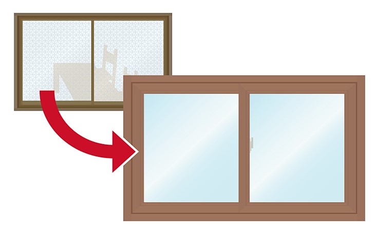 窓サッシ＋窓ガラスの交換